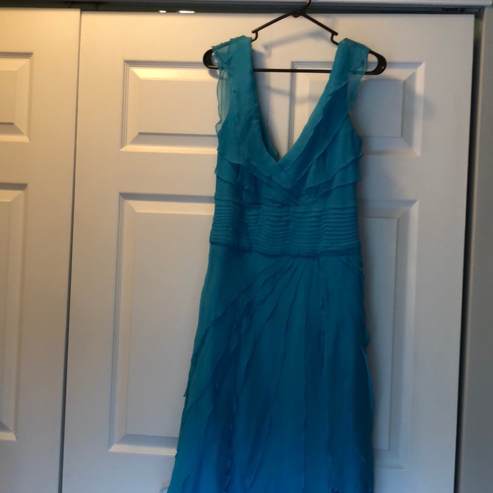Turquoise Tadashi ruffle dress